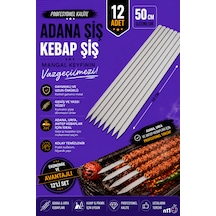 12 Adet Paslanmaz Galvaniz Adana-urfa Kebap Kuşbaşı Şişi 12 Adet Uzunluk 50 Cm