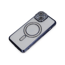 Apple iPhone  Uyumlu-  14 Kılıf Joke Simli Magneticsafe Kılıf - Lacivert