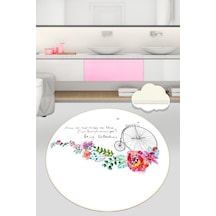 Monowheel Çap 140X140 Cm Banyo Halısı Paspas Beyaz
