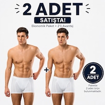 Erdem Erkek Beyaz Pamuk 2 Adet Klasik Boxer Kutulu- 1445w