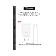 Delux Serisi Kısım Araç Unsur Ce32 Eu 20w Type-c Çıkışlı Type-c Kablolu