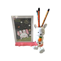 Stilo Tavşan Detaylı Çerçeve Cam Kalemlik Hediyelik 17,7x12,6cm
