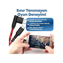Type-c To Type-c İle Uyumlu İphone Ve İle Uyumlu Hızlı Şarj Ve Data Kablosu 40 Cm L Tipi Gaming Hasır Örgülü Kırmızı