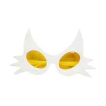 Beyaz Renk Bıyık Tasarımlı Kedi Parti Gözlüğü 19x11 Cm 6 Yaş