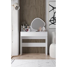 Harmony Tek Çekmeceli Makyaj Masası Amorf Aynalı Beyaz