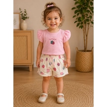 Wow Çilek Nakışlı Baskılı Kız Şortlu İkili Takım 1-4 Yaş -ba10970165 - Açık Pembe AÇIK PEMBE