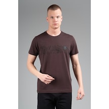 Maraton Regular Erkek Bisiklet Yaka Koyukahve- T-shirt Kahverengi