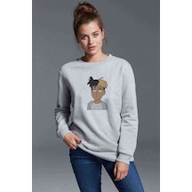Anime Xxtentecion Baskılı Gri Kadın Sweatshirt