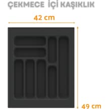 Çekmece İçi Kaşıklık Ve Kepçelik Düzenleyici Antrasit 42x49 Cm 36,5x40 Cm Kadar Kesilebilir Antrasit
