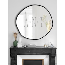 Arya 80 Cm Ayna Asimetrik Ayna, Dekoratif Ayna, Duvar Aynası Banyo Aynası Holl Aynası 80 X 80 Siyah