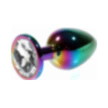 Red Fox Metal Şeffaf Taşlı Rainbow Anal Plug Küçük Boy