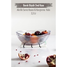 Akrilik Barok Şeffaf Büyük Oval Meyve & Salata Kasesi & Karıştırma Kabı / 3,3 Lt Cam Değildir Açık Mavi
