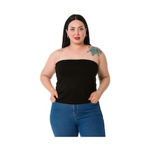 Disentis Büyük Beden Straplez Viskon Siyah Body-siyah Siyah