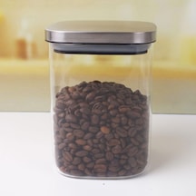 Sızdırmaz Vakumlu Metal Kapaklı Borosilikat Cam Kavanoz Hava Geçirmez Dayanıklı Gıda Saklama Kabı 10cm X 13cm Çok Renkli