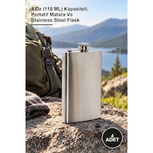 4 Adet Paslanmaz Çelik Matara 4 Oz 118 Ml Kapasiteli, Portatif Matara Ve Stainless Steel Flask