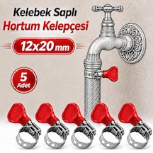 Tr 5 Adet 12x20 Mm Kelebek Saplı Hortum Kelepçesi Vidalı Paslanmaz Çelik Ayarlanabilir Boru Klipsi