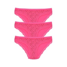 Pemilo Kadın 3'Lü Paket Desenli Bikini Külot Fuşya (481017802)-Fuşya-Tek Ebat Fuşya