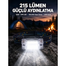 Şarj Edilebilir Led Kafa Feneri 215 Lümen Xpe Cob Güçlü Aydınlatma - Lisinya Diğer