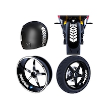 Moto Rider 4'lü Sticker Seti Süt Beyaz İç Dış Jant Şeridi Kask Ve Çamurluk Çınar Extreme