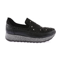Dgn Akt-05-23y Kadin Kalin Taban Kristal Taşli Sneakers Ayakkabi AKT-05-1563-R1534 Siyah