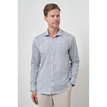 Morven Erkek Mavi Pamuk Trend Slim Fit İtalyan Yaka Gömlek 25mc004018300 Mavi Mavi