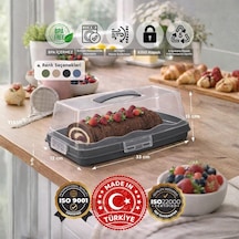 Dikdörtgen Şeklinde Şeffaf Pasta Taşıma Kabı Piknik Gezi İçin Kek Fanusu Pasta Kutusu Börek Çörek Saklama Kabı Krem Çok Renkli