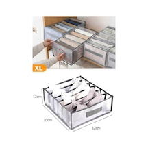 6 Gözlü Kulplu Çekmece Içi Düzenleyici Organizer - Xlarge 32x30x12 Cm Kumaş 30 X 10 Gri Tr Diğer