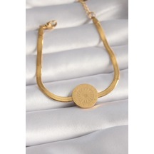 316l Çelik Gold Renk İtalyan Zincir Model İşlemeli Madalyon Figür Kadın Bileklik Eb-53-vice/ 1395 2527 Çok Renkli 69001832