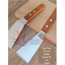 Lüks Ahşap Saplı Paslanmaz Çelik Açılı Spatula, 24 Cm Genel