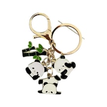 Sevimli Pandalar Metal Charm Anahtarlık Çok Renkli Çok Renkli