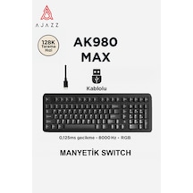 Ak980 Max He Manyetik Switch Klavye- 128k Tarama Hızı-0.125 Ms Ultra Düşük Gecikme-8000 Hz