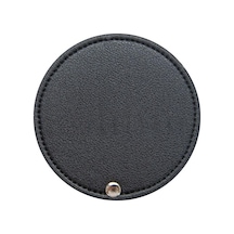 Ultra İnce Makyaj Aynası Pu Deri Cep Aynası Taşınabilir Kozmetik Aynası Siyah