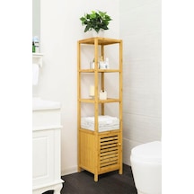 Digithome Bambu Tek Kapaklı 4 Raflı Çok Amaçlı Düzenleyici Organizer Dolap - Db-0003