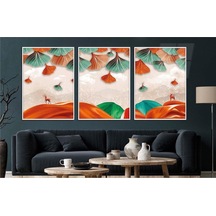 Alüminyum Çerçeveli Gerçek Cama Baskı Sanat Temalı 3'lü Set Cam Tablo 0048