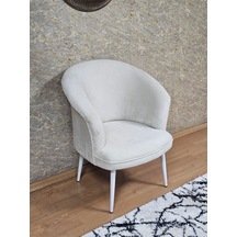 Zafir Tekli Teddy Beyaz Boyalı Sivriltme Ayak Çay Seti Koltuk Tekli Berjer , Balkon, Salon, Ofis Krem