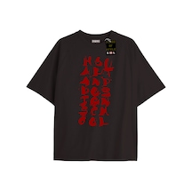 Flood Of Style Siyah Oversize T-shirt Harf Özel Tasarım