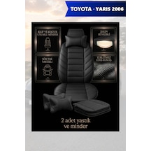 Yaris 2006 Uyumlu Premium Lüks Siyah Renk 2 Adet Minder Ve Yastık