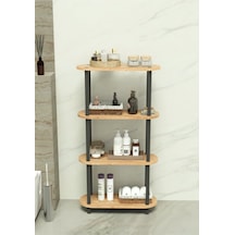 Soft 4 Katlı Banyo Düzenleyici Çok Raflı Banyo Organizeri Çok Amaçlı Banyo Düzenleyici - Meşe Meşe
