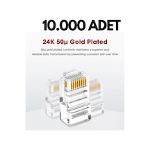 10,000 Adet Rj45 Ethernet Kablo Konnektörü Cat5 / Cat6 Uyumlu Plug 8p8c