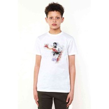 Muhammed Ali Damla Baskılı Unisex Çocuk Beyaz T-Shirt