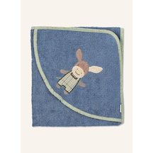 Sterntaler Emmilius Kapüşonlu Banyo Havlusu 100x100 Cm, Yumuşak Frottee, Motifli Mavi
