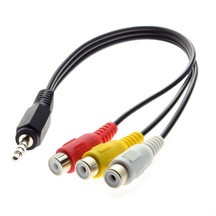 Stereo Araba Aux 3 Rca 1/8'' Av Ses Video Kablosu 3.5Mm