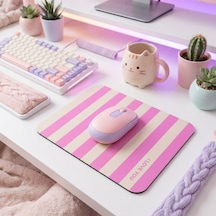 Tabloe Çizgili Desenli Premium Mouse Pad - 23x19 Cm - Kaydırmaz Tabanlı Kaliteli Fare Altlığı Mousepad Açık Pembe