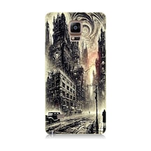 Samsung Galaxy Note 4 Uyumlu Gotik Şehir Desenli Silikon Kılıf