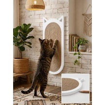 Dekoratif Ahşap Kedi Tırmalama Tahtası 20x45 Cm Jüt İp-doğal Kavak