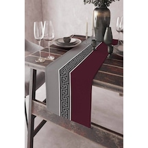 Bordo Avangarde Desenli Premium Masa Örtüsü Runner Rnr141n11