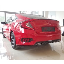 Honda Cıvıc Fc5 2016-2021 Içın Uyumlu Arka Sıs 3 Çızgı Kırmızı Mat Sıyah