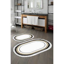 Eko Trend Djt 2 Li Yıkanabilir Kaymaz Taban Oval Banyo Paspas Klozet Takımı 673m Bordürlü krem