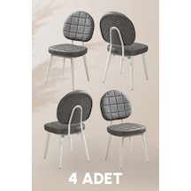 Tokyo Sandalye - Casa Antrasit Kumaş - Metal İskelet - Mutfak Sandalyesi - Salon Sandalyesi 4 Adet Antrasit