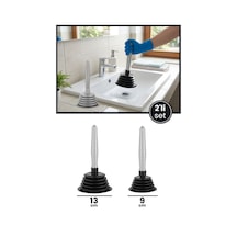2'li Körüklü Vantuz Pompa Seti, Büyük + Küçük Mutfak Banyo Lavabo Küvet Gider Açıcı El Pompası Siyah